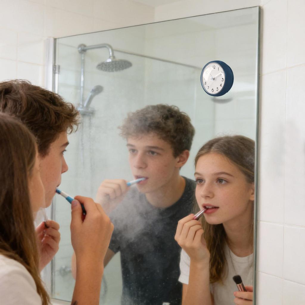 Waterproof Bathroom Clock with Suction Cup 3 Inch Easy Read Mirror Clock Lightweight for Shower Kitchen Living Room Office