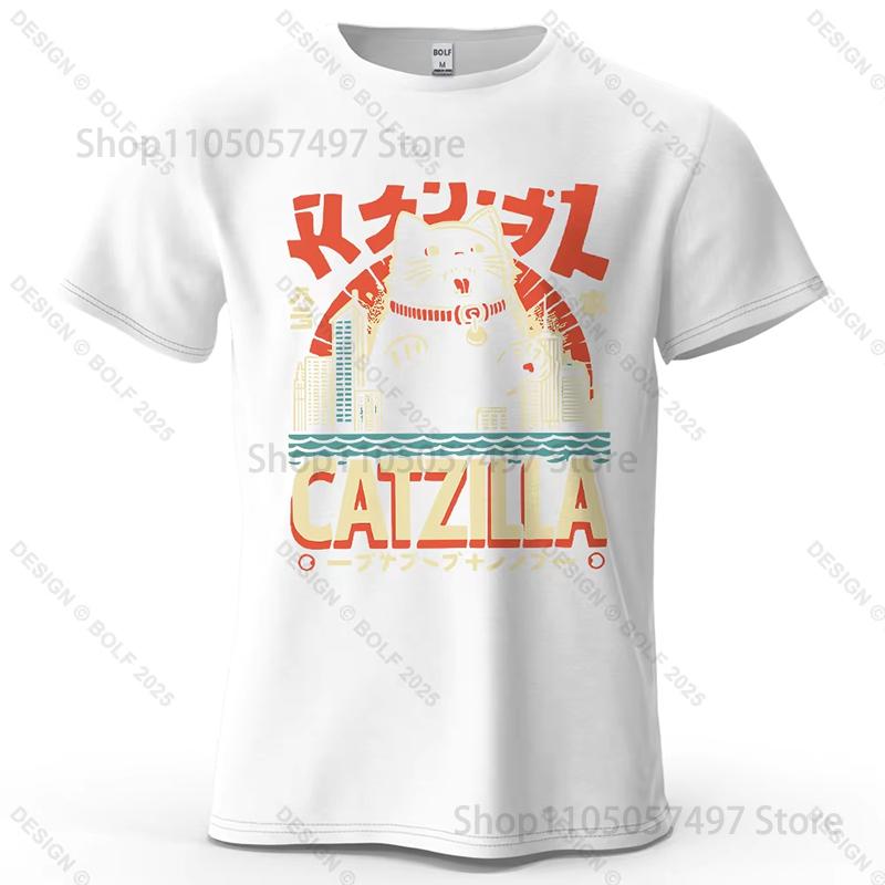 Catzilla Funny Printed Unisexs Tshirt Fashion Oversized Trendy Graphic Tees For Women Tops Tees Streetwear