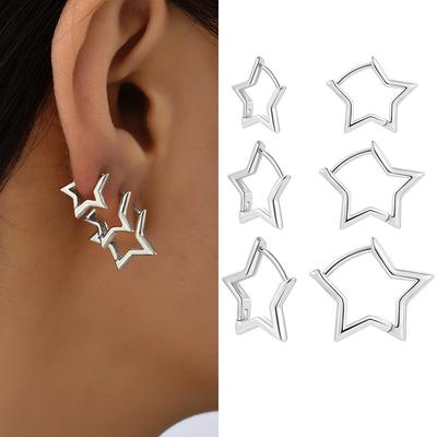 3 paia/set orecchini a cerchio a forma di stella geometrica punk per donna semplici orecchini a cerchio in metallo color oro e rame nuovi gioielli unisex