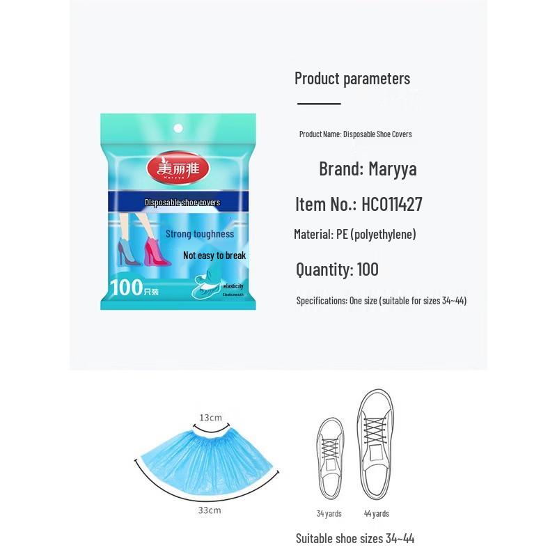 MARYYA Disposable PE Shoe Covers, 100 Count