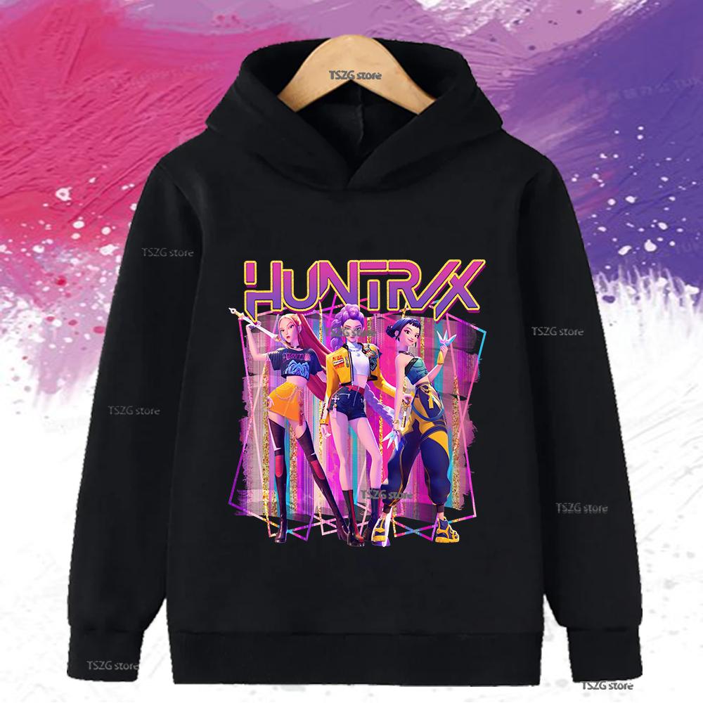 Autumn KPop Demon Hunters Printed Kids Hoodies Boys Girls Clothes Warm Fleece Sweatshirt Casual Children's Hooded Christmas Gift