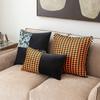 Houndstooth Splicing Pillow Case Sofa Decoration Cushion Cover Living Room Bedroom Waist Pillow Velvet Ball Pillow