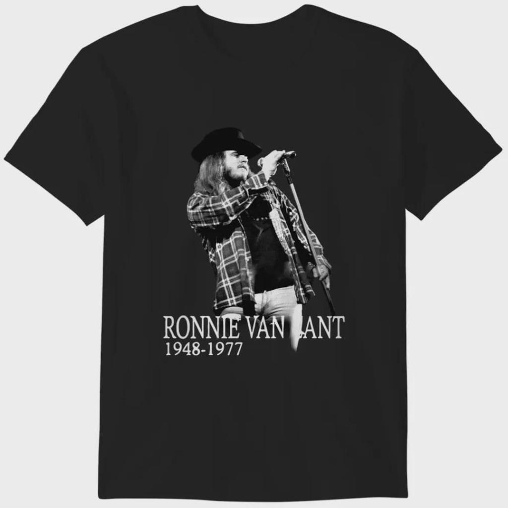 Retro Ronnie Van Zant T Shirt, Lynyrd Skynyrd Band Shirt, Ronnie Van Zant Rock & Roll Shirt, Classic Rock Tee for Men - Black Graphic Tees