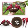 Realistic Artificial Woven Bird Nest Basket With Foam Chick Figure And Eggs Indoor Outdoor Easter Celebration Decoration