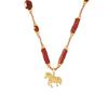 Red Agate Horse Pendant Necklace: Chic & Versatile Year of the Rat Design with Beaded Clavicle Chain