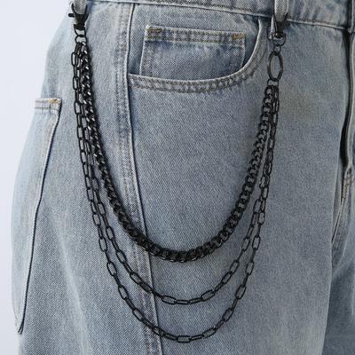 Steet Metal Layered Chain Keychain For Women Men Waist Key Chains Trouser Jeans Hip-hop Pants Belts Chain Jewelry Accessories