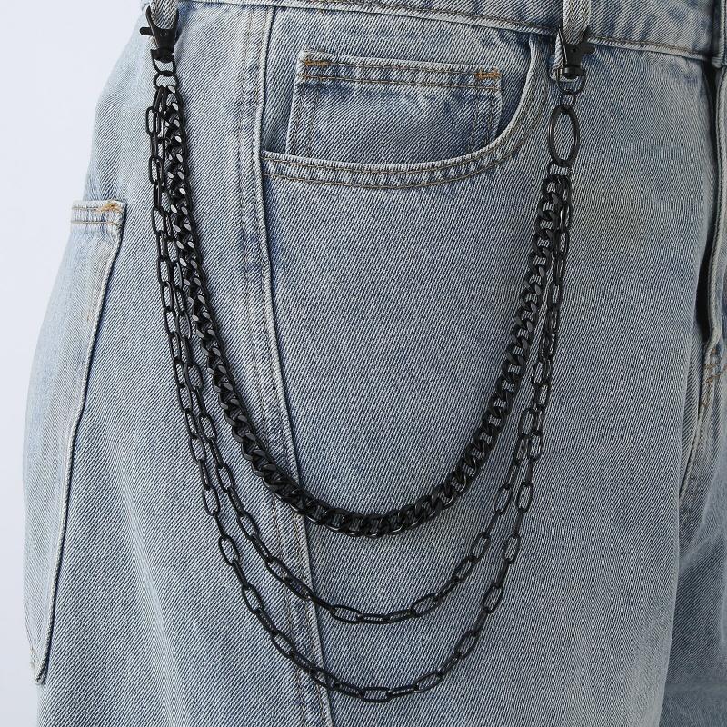 

Steet Metal Layered Chain Keychain For Women Men Waist Key Chains Trouser Jeans Hip-hop Pants Belts Chain Jewelry Accessories