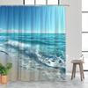 [Beach Shower Curtain] 1Pc Tranquil Beach Scene Shower Curtain - Durable Polyester Fabric, With 12 Hooks, Machine W