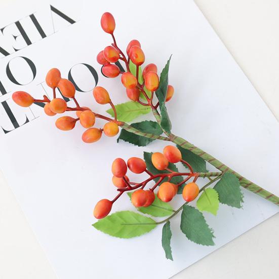 Fake Berry Plant Anti-fading Decorative Realistic Looking Beautiful Living Room 3-fork Artificial Bean Branch Flower for Household