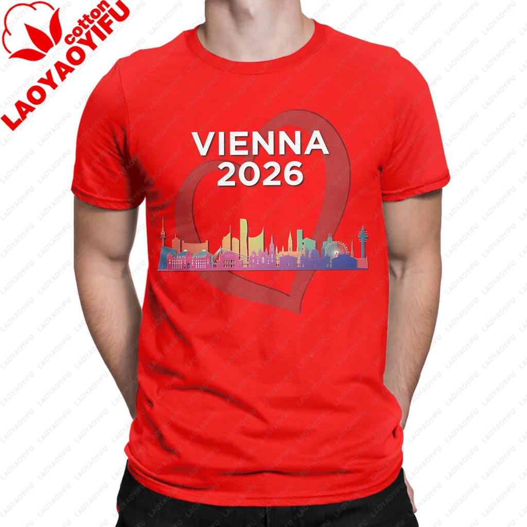 Unisex Eurovision Song Contest 2026 Printed Tee Vienna Austria Host City Music Fan Casual Streetwear Top