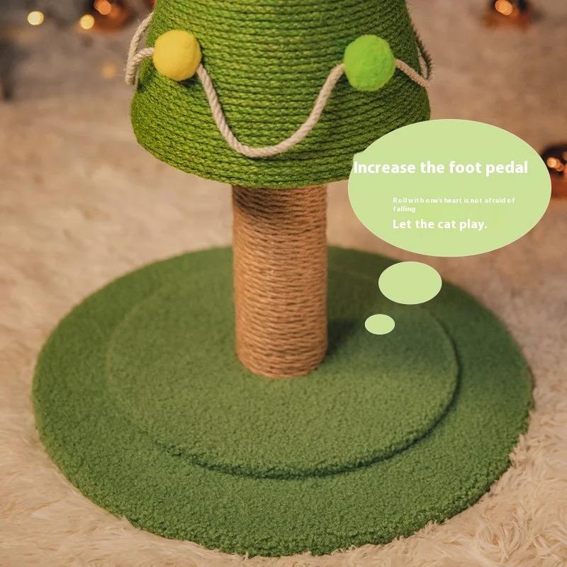 Tiragraffi per gatti Supporto ad albero per gatti Durevole Albero di Natale in Legno Massiccio Tiragraffi Tavola in Sisal Nido Cartone Peluche Giocattoli Struttura per arrampicata per gatti C