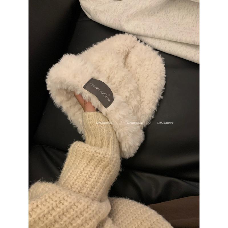 Autumn and Winter Korean Style Face Showing Small Versatile Woolen Hat Japanese Style Large Head Circumference Warm Ear Protection Hat