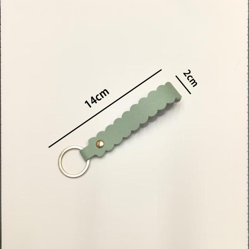 Leather Wave Edge Key Ring Holder 1Pcs Wavy Scalloped Design Soft Keychain Stylish Bag Pendant for Travel Outdoor Use