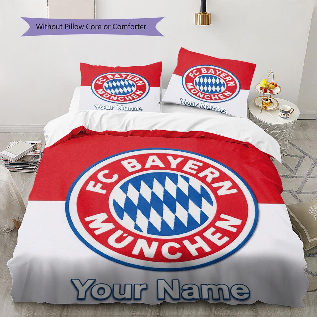 FC Bayern Munchen Custom Name Pattern Bedding,Quilt Set Quilt Cover Pillowcase Home Birthday Gift(1 * duvet cover + 2 * pillowcase, without core)