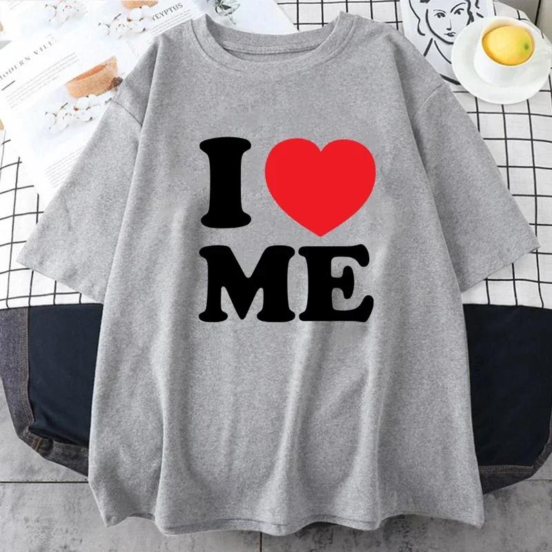Sommer Lustig Ich Liebe Mich Rotes Herz Mich Selbst T-Shirts Grafik Damen Streetwear Kurzarm Geburtstagsgeschenke T-Shirt Damenbekleidung