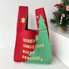 Christmas Handmade Knit Handbags Women Knot Wrist Bag Casual Small Tote Bag Girls Reusable Shopping Bags