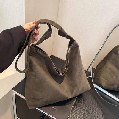 Seasonal Matte Suede Tote Bag Large Capacity Commuter Casual Shoulder Bag Fashionable High Value Women'S Bag