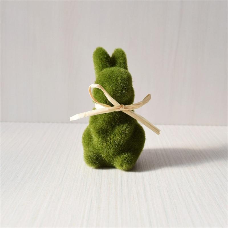 Artificial Moss Rabbit Sculpture With Plush Texture Ideal For Bookshelf Centerpieces Or Gift Decorative Ornament