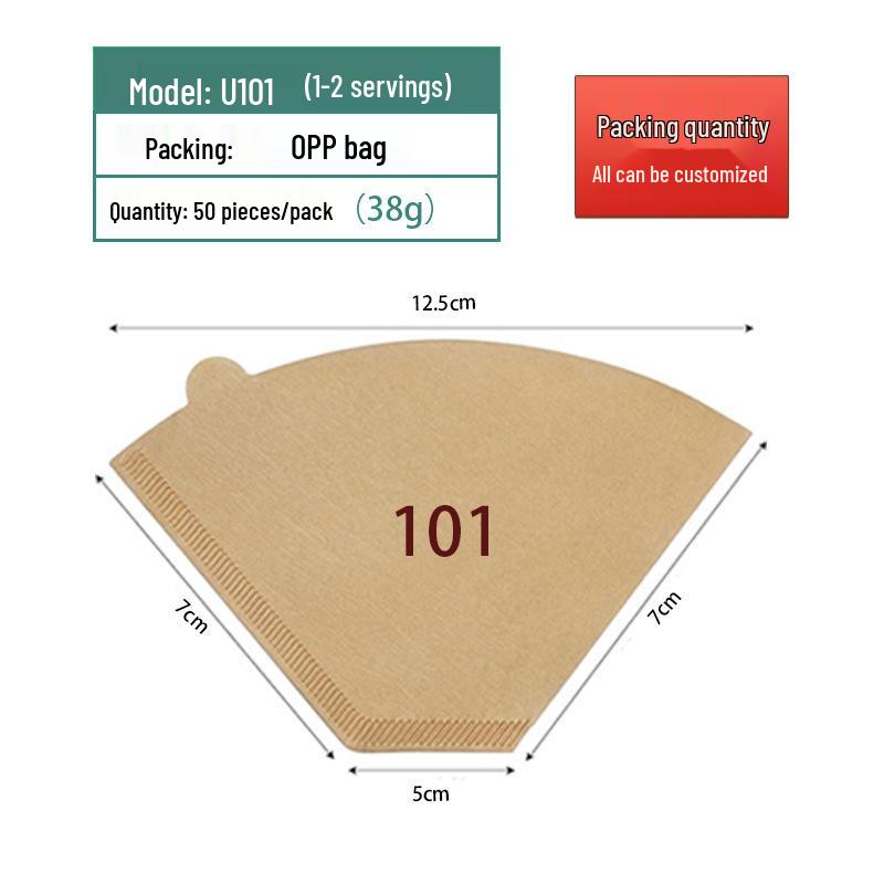 

Fan-Shaped Hand-Pour Coffee Filter Paper, Raw Wood Pulp, V60 Type 04, Hanging Ear Design
