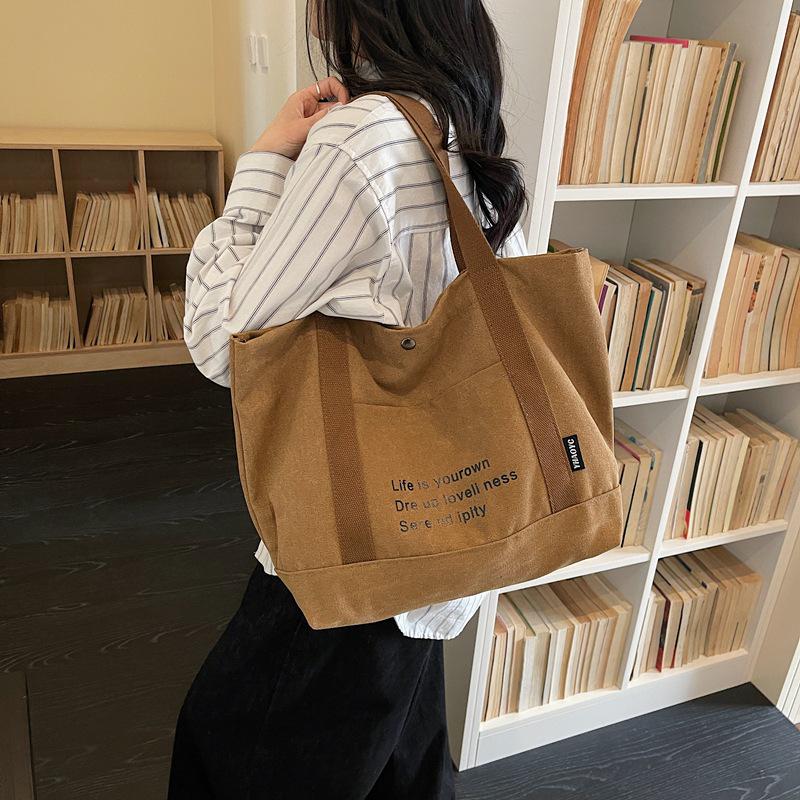 Borsa Tote in Tela Retrò da Donna 2026 – Versatile, Grande Capacità, da Mano o a Spalla Singola per il Pendolarismo