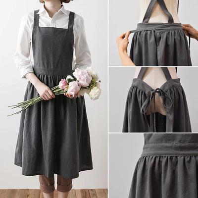 Nordic Florist Apron Cotton Linen Unisex Bib Aprons with Pockets Adjustable Washable for Gardening Coffee Shops Bar Bakery