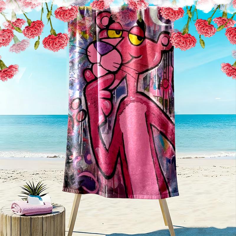 Pink Panther Cartoon 2D Flat Print Beach Towel, Large Soft Quick Dry Towel for Beach Camping SwimmingXSTJ0915321