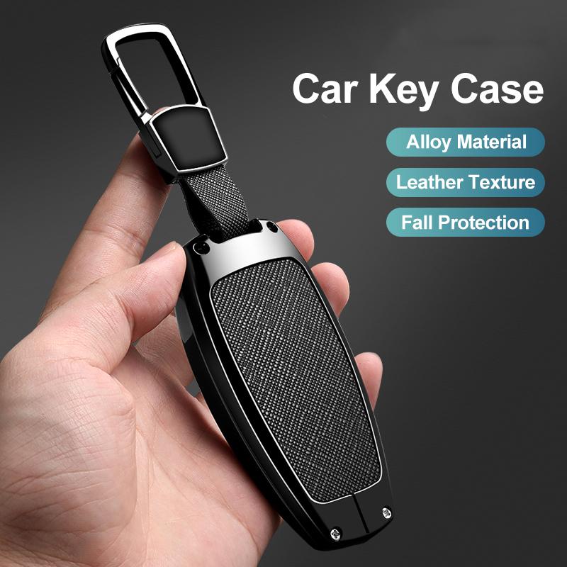 3/4 Button Zinc Alloy Leather Car Key Case For Hyundai Tucson Santa Fe Tucson Tuscany Nexo Nx4 Atos Prime Solaris I30