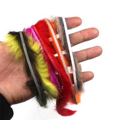 6 peças cores sortidas 3mm tiras estreitas zonker lebre coelho tiras para material de amarração de mosca rosa vermelho laranja amarelo verde natural
