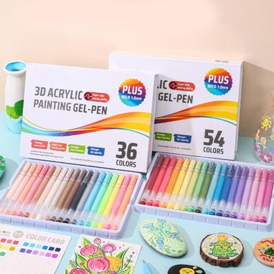 36/54 Farben Acryl Mal-Gelstift Mehrfarbiger Journaling Stift 1,0 mm Spitze Farbige Zeichenstifte für Journal Scrapbooking