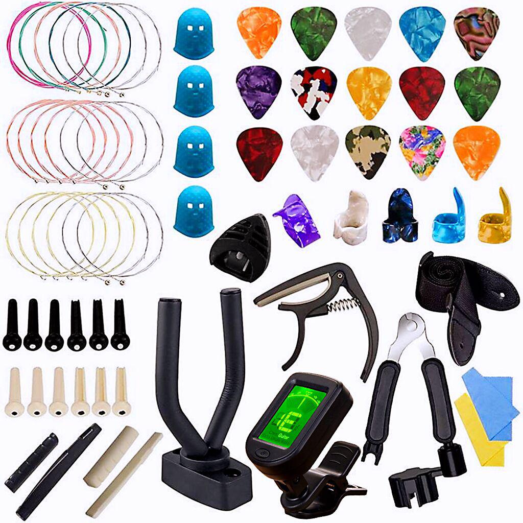 Guitar Accessories Set: Strings, Tuner, Capo, Picks & 3-in-1 String Changing Tool