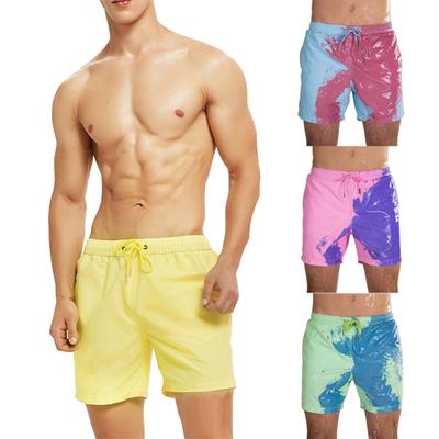 Men Temperature Sensitive Color Changing Drawstring Swimming Trunks Beach Shorts