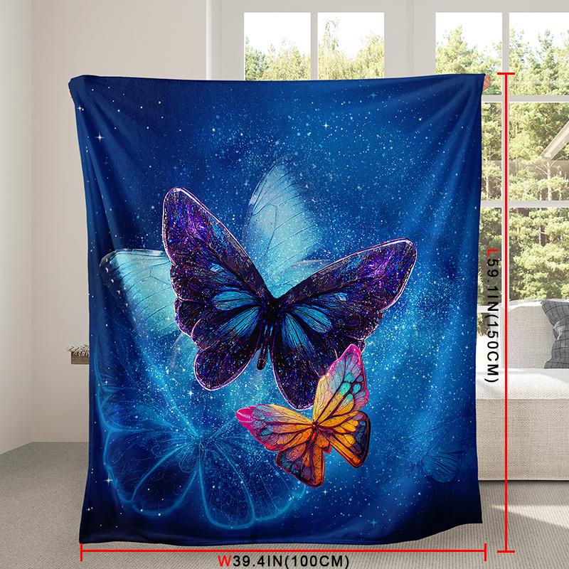 Dream Butterfly floral print flannel blanket Soft warm blanket nap blanket Sofa sofa office bed Camping trip Suitable for family