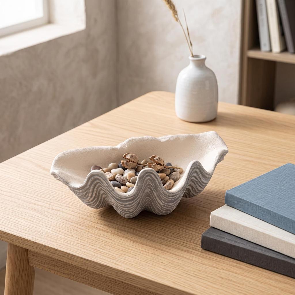 Clam Shell Tray Nautical Decor Striped for Sideboard, Home Decorators