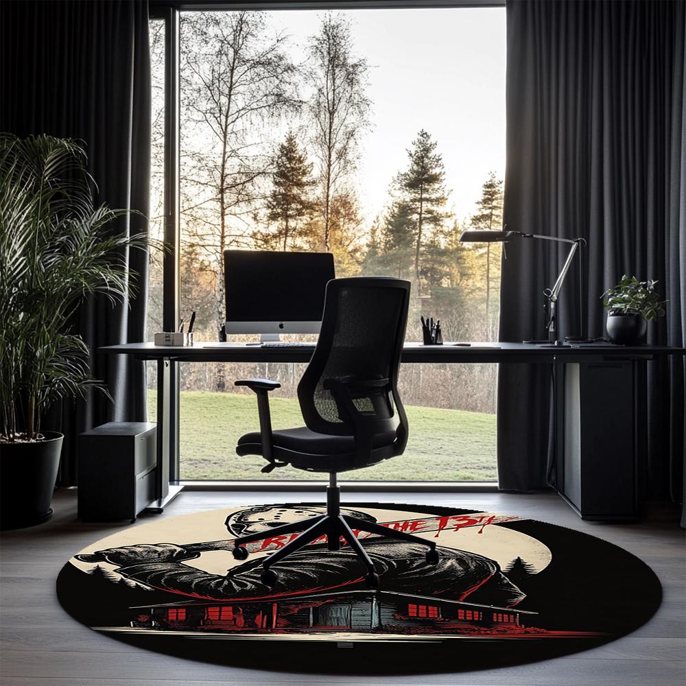 Friday the 13th Printed Round Rug Carpet Chair Rug Area Rug Entryway Doormats,for Office Chair Living Room Bedroom Kitchen Room.