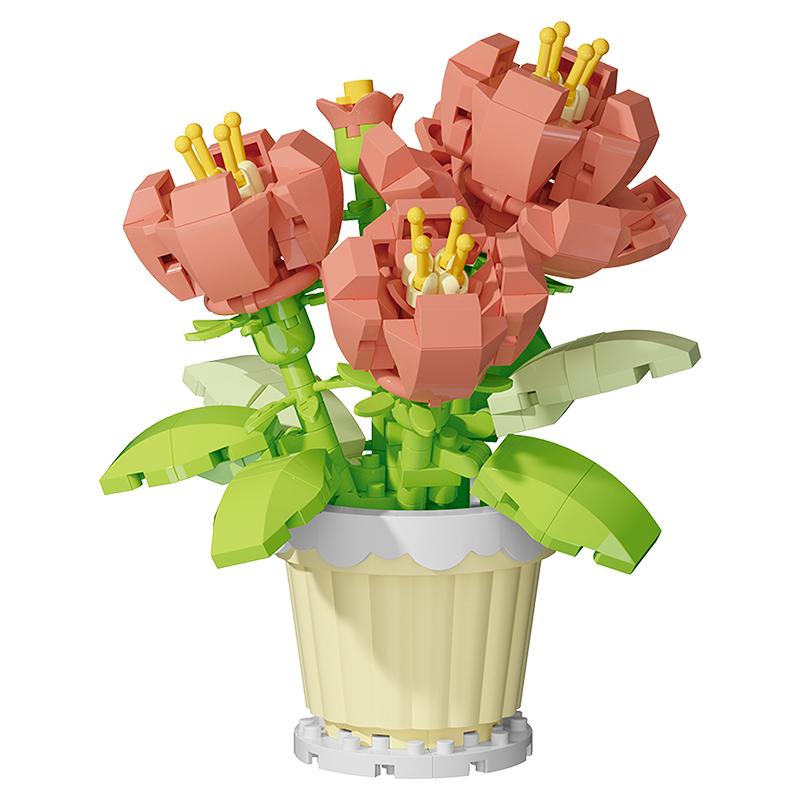 Children's handmade DIY potted desktop decorations simulated flower bouquets small particle assembly puzzle toys