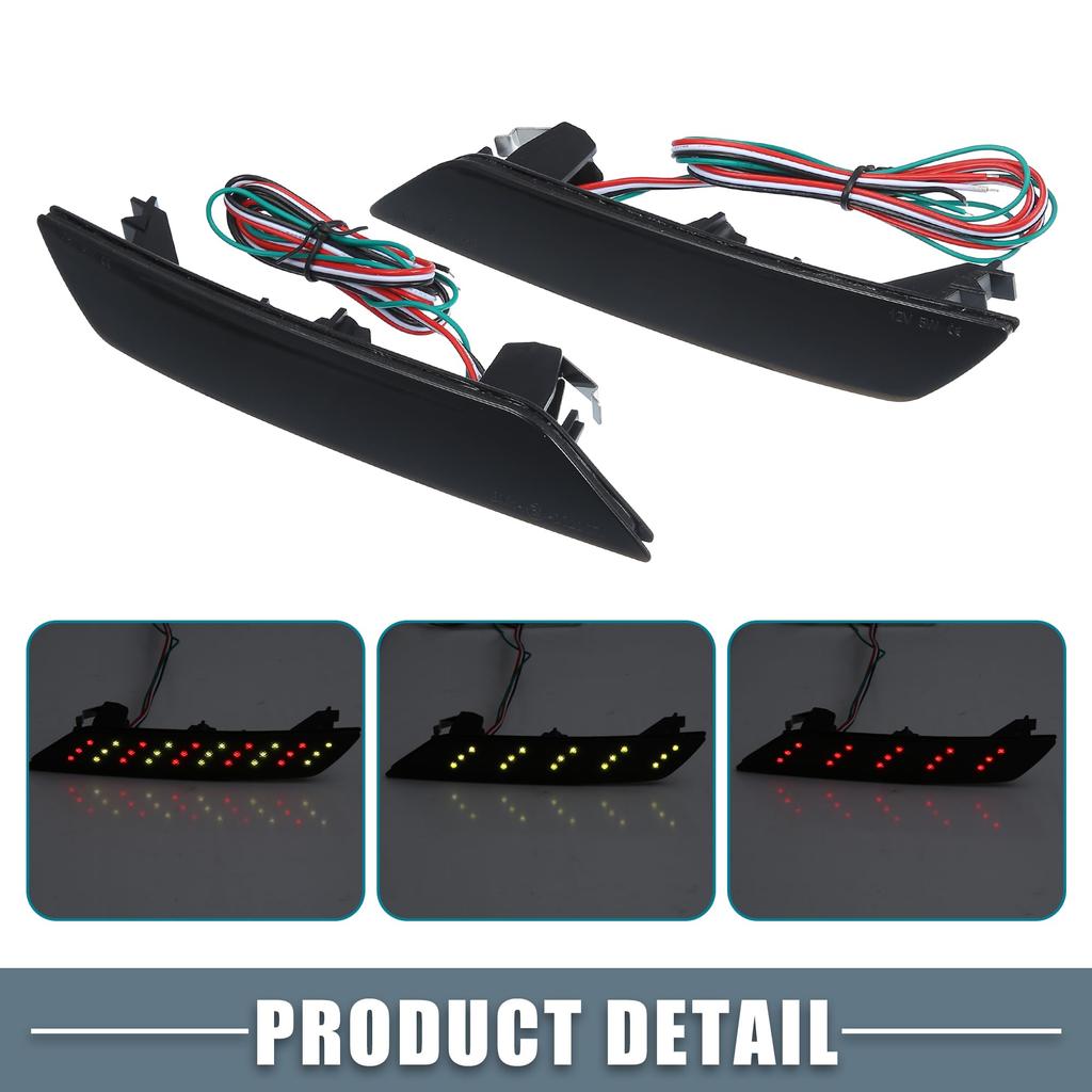 ABSOPRO Rear Bumper Reflector Red LED Fog Brake Tail Part Numbers for Honda Civic Plastic with Black Set Lights, 33555-TR0-A51/33505-TR0-A51,