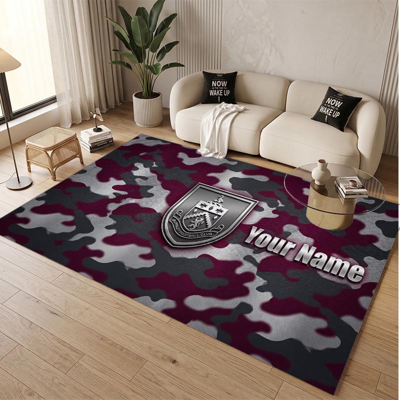 Tappeto in Velluto di Cristallo Personalizzato con Motivo Calcio Burnley Tappetino Antiscivolo per Pavimento