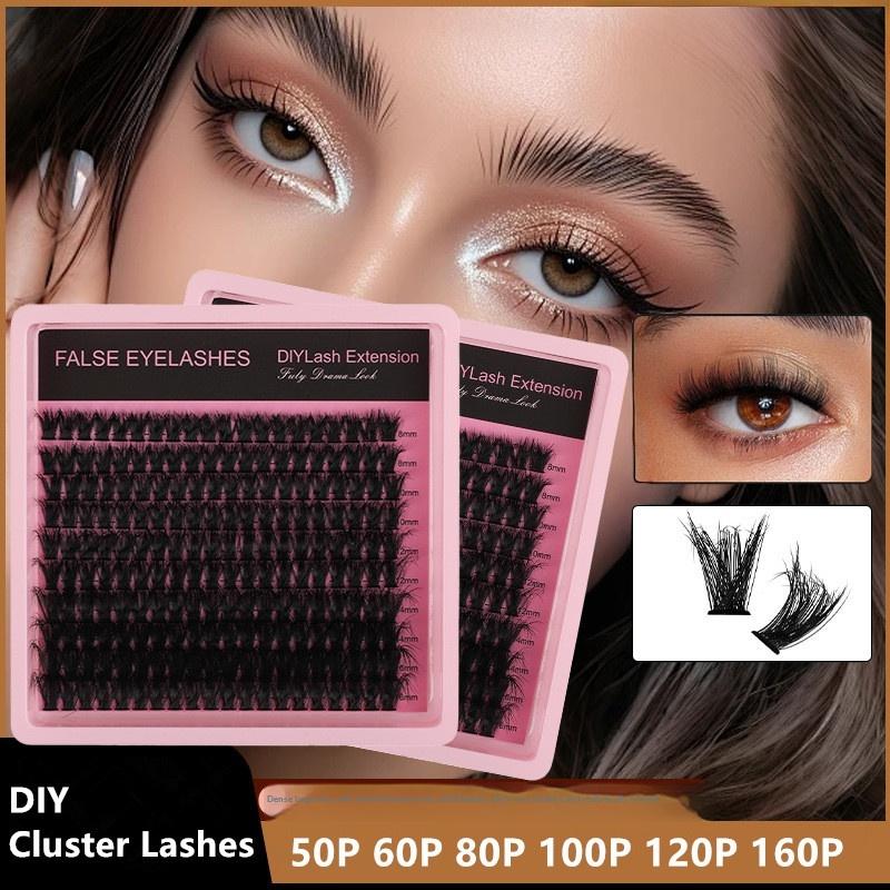 Volume Wispy Lash Clusters Fluffy D Curl 8 to 16mm Mink Eyelash Extensions for Party and Daily Wear