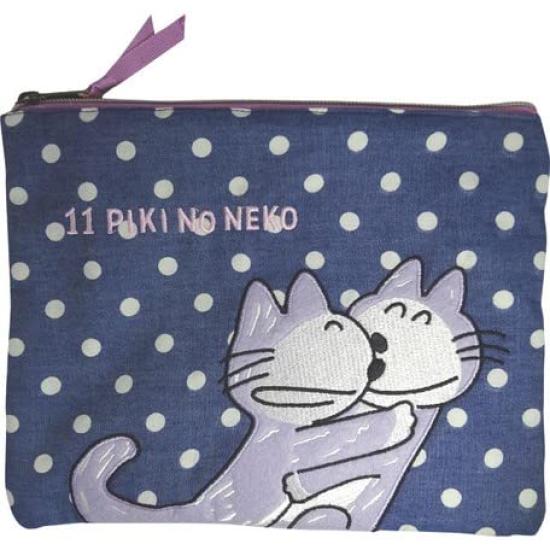 

Watanabe 11 Cats Polka Dot Flat H18 x Cotton Polyester Pouch, W20cm, Outer, Lining, NK-6947 синий