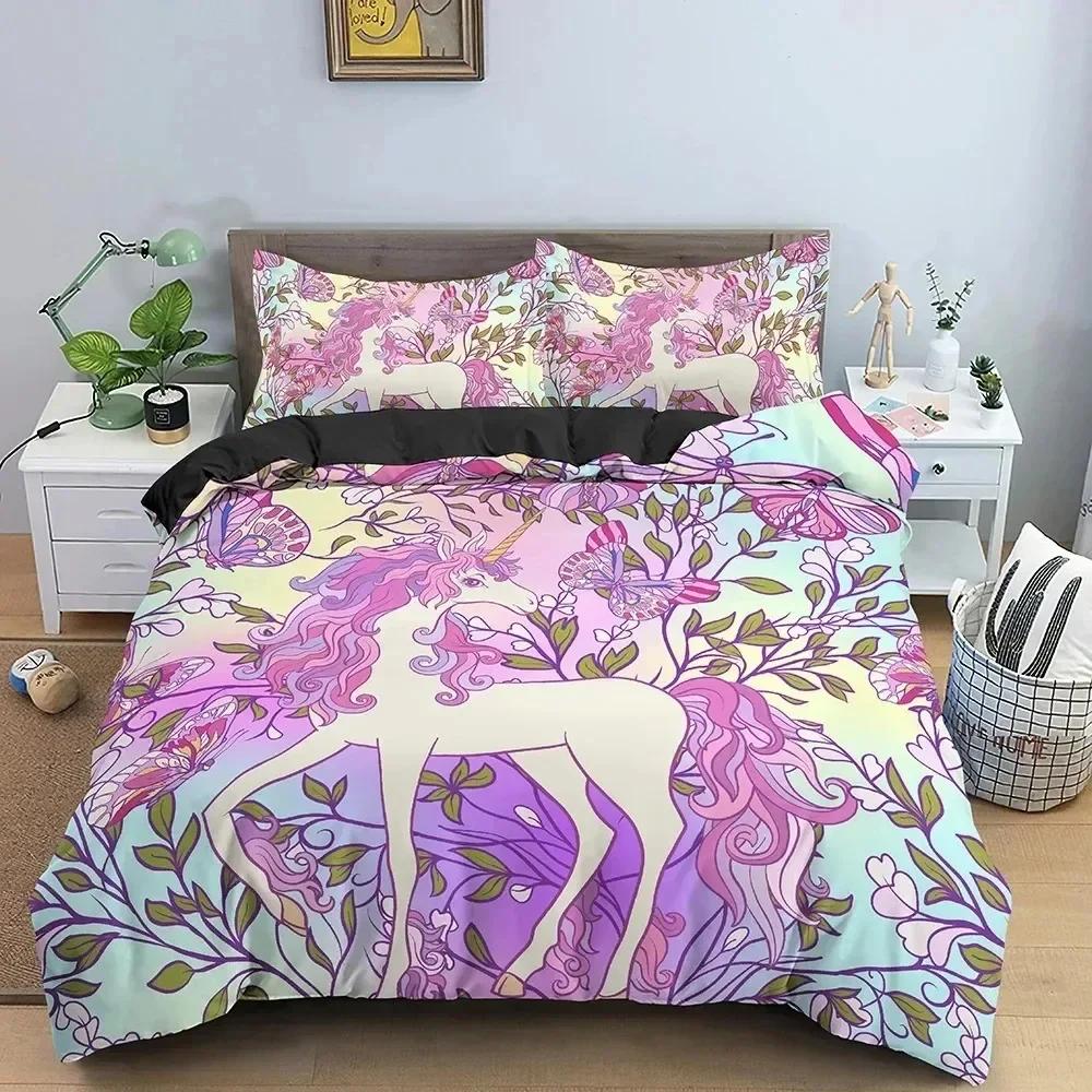 Luxury New 3D Print Unicorn Comfortable Duvet Quilt Cover Pillowcase Bedding Set Children Bedroom Decoration Home Textile