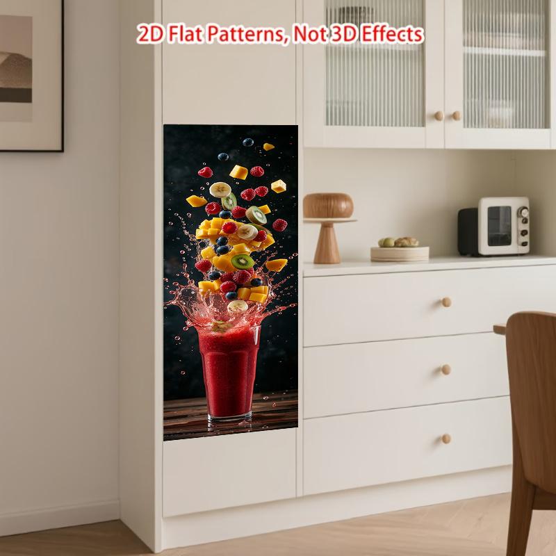 84Style Fridge Stickers Refrigerator Cover Door Landscape Plant Sea Vinyl Self Adhesive Kitchen Furniture Decor Wrap Freezer Sticker DIY