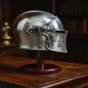 Silver Barbuda Helmet Medieval Knight Role Play Helmet With Stand Liner And Chin Strap Gift Halloween