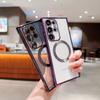 Electroplated transparent magnetic mobile phone case Samsung S23U mobile phone case S24U/S23FE fashion female S21