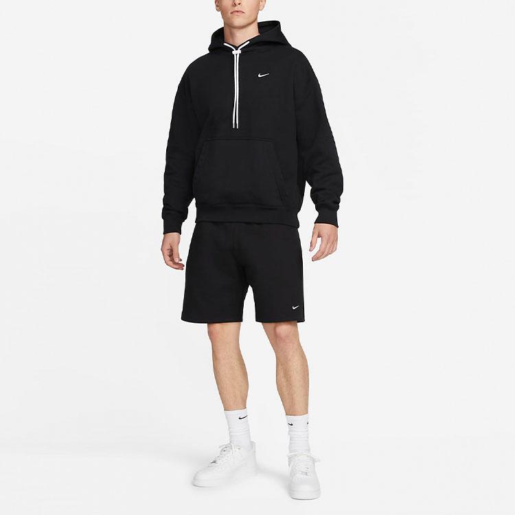 Nike Pantalones Cortos de Felpa Solo Swoosh Negro/Blanco Hombre Streetwear DV3055-010