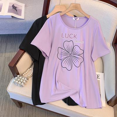 T-shirt d'été à manches courtes pour femme, imprimé floral, col rond, uni, basique, simple, décontracté, mode, respirant, léger, confortable, travail, vacances, plus haut