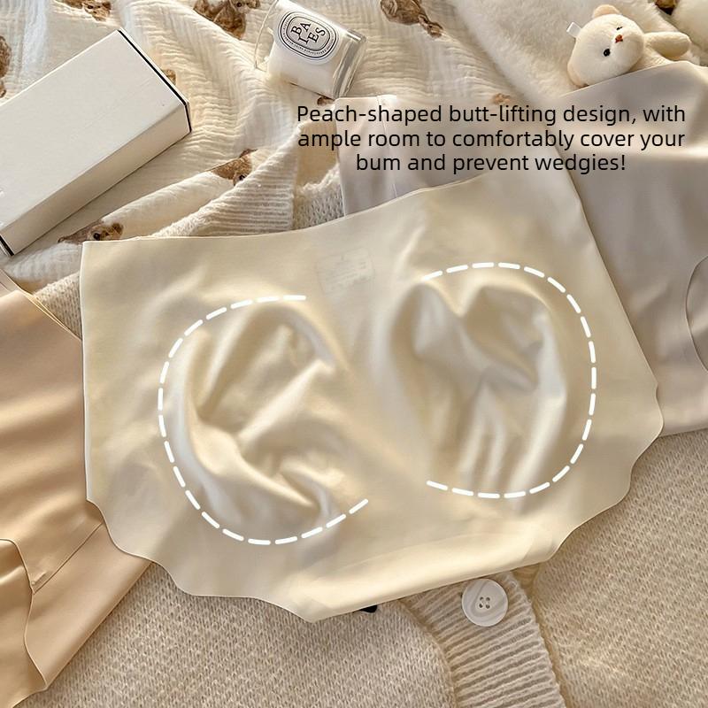Women's Spring and Summer Camellia Fragrance Milk Skin 10A Antibacterial Extended Crotch Ice Silk No Trace Briefs