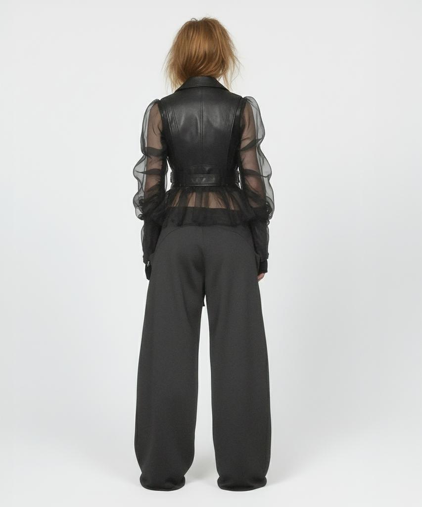 Milkeuaeswiaendeudolseu Fold Over Wide Sweatpants - Black