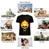 Flaming Skull Print Men's Street Style Casual Short Sleeve T-Shirt Pure cotton T-shirt