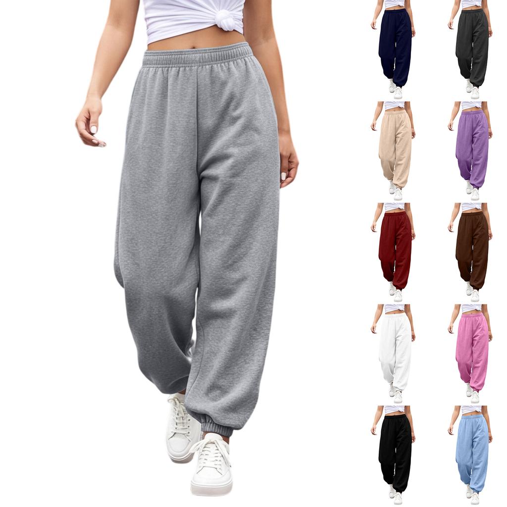 Women's Color Loose Pants Casual Jogger Sweatpants with Tapered