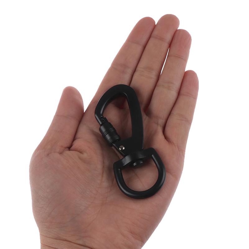 1Pc Outdoor D-Type Buckle Auto Locking Carabiner With Swivel Rotating Ring